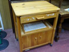 Modern pine kitchen trolley with top drawer and base cupboard etc