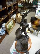Franklin Mint North American sculpture 'Soaring Spirit' on a wooden stand