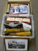 Box and plastic crate of mainly office stationery etc