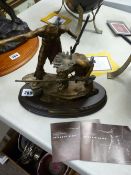 Franklin Mint 'The Intruder Alert' American Indian sculpture by Ernie Caselko