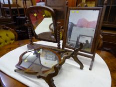 Victorian mahogany swing toilet mirror and two others