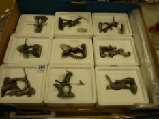Nine Franklin Mint fine pewter American Indian figures, all boxed