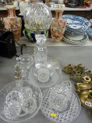 Mushroom type glass table lamp A/F, glass decanter and other quality glassware