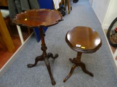 Nice mahogany tripod wine table with piecrust edge, shaped column and ball and claw supports and