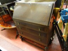Polished bureau with three base drawers