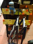 Black & Decker workmate with fitted blue vice and a pair of metal car ramps
