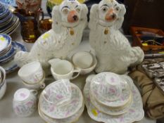 Parcel of Minton 'Petunia' teaware and a pair of Staffs dogs