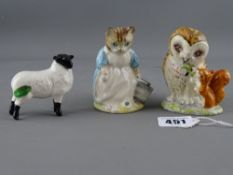 Two Royal Albert Beatrix Potter figures 'Ribby' and the Patty Pan' and 'Old Mr Brown' along with a