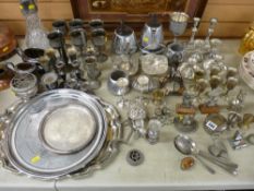 Very large parcel of electroplate ware including Claret jug, calendar, trays etc