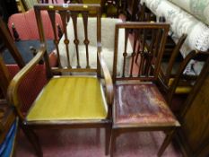 Mahogany and crossbanded elbow chair and an upright chair