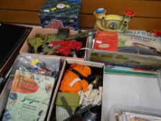 Parcel of various Action Man clothing & accessories, Deetail toy soldiers, a vintage Plaston model