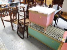 A parcel of various chairs, Lloyd Loom linen baskets etc