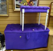 A modern purple cushioned linen basket & matching dressing table stool