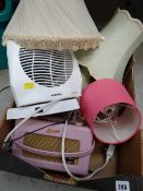 A box of lighting & a retro pink radio etc