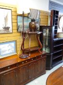 An open bookcase corner cupboard, CD rack, half moon table & sideboard etc