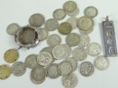 Hallmarked silver ingot set, a brooch set 1816 silver coin together with a parcel of silver