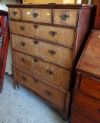 A nineteenth century chest of four long & three short drawers (distressed)