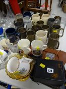 Two vintage cameras & a parcel of commemorative china etc