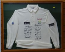 A Glamorgan county cricket club 2000 Lord's final shirt, signed by the team