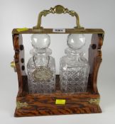 A good vintage small two decanter tantalus (no key)