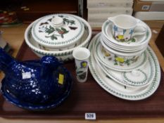 Parcel of Portmeirion 'Botanic Garden' dinnerware together with a blue Portmeirion egg chicken