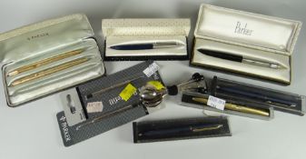 Selection of cased vintage Parker pens & refills etc