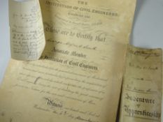 A certificate on the Institute of Engineers & Indentures for George Smith, dated 1930