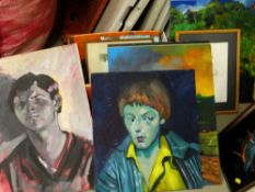 A parcel of various unframed JOHN CHERRINGTON oils on board, mainly heads & shoulders of males