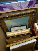 Box of various framed pictures & prints