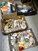 A quantity of china ornaments, glassware, books etc
