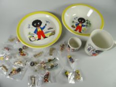 A parcel of Robinson's golly badges together with a vintage Robinson's golly breakfast set