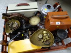 Parcel of vintage collectables including cameras, scales & weights etc