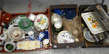 Three crates of various china & glass kitchen ware