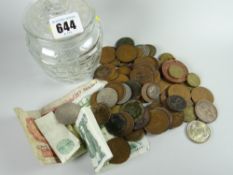 A pot of pre-decimal coinage & notes