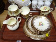 A parcel of vintage Collingwoods bone china gilt & floral decorated teaware