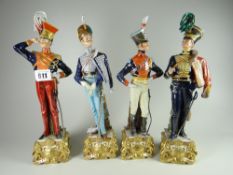 Four Capodimonte Napoleonic military figures