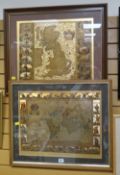 Two framed decorative maps