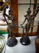 Two spelter classical figures