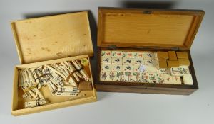 A nicely Oriental inlaid box containing Mahjong set together with a collection of boxed marker