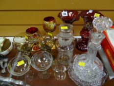 A parcel of fancy glass & a cut glass decanter etc