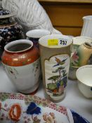 A Royal Worcester Oriental scene chimney vase, a Wood & Sons chimney vase etc