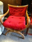 A lightwood cane work X-chair (A/F)