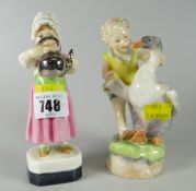 Royal Worcester figure 'Polly Put the Kettle On' & 'Goosie Goosie Gander'