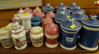 Collection of continental & English ceramic apothecary jars