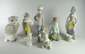 Parcel of various Nao figures & an owl