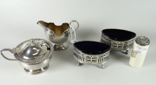 Parcel of hallmarked silver items including pair of salts, mustard pot & small jug etc