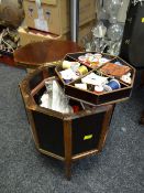 Panelled sewing box with contents