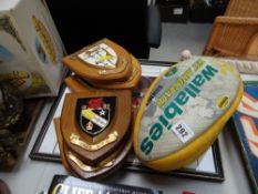 A parcel of Welsh rugby tour memorabilia including a Wallabies printed signature ball, team