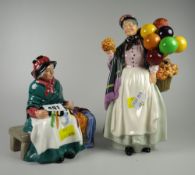 Royal Doulton figure 'Silks & Ribbons' together with 'Biddy Pennyfarthing' - HN1843 (A/F)
