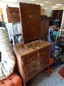 A good Jacobean-style cupboard with upper drawer together with a folding table